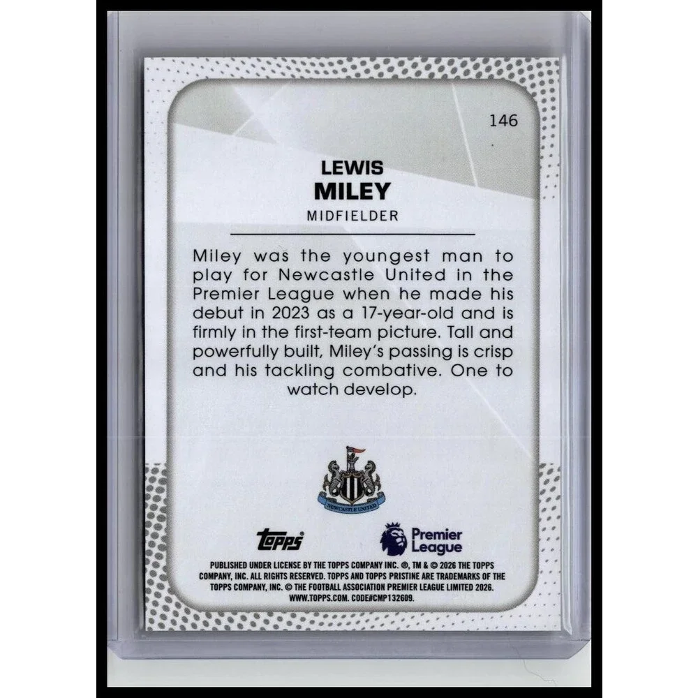 2025-26 Topps Pristine Premier League Lewis Miley Newcastle Gold /50